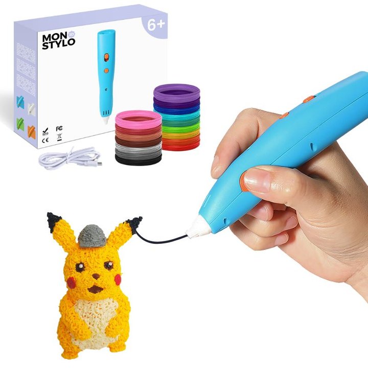 Le kit stylo 3D pour enfant MonStylo3D, stylo bleu et bobines de filament